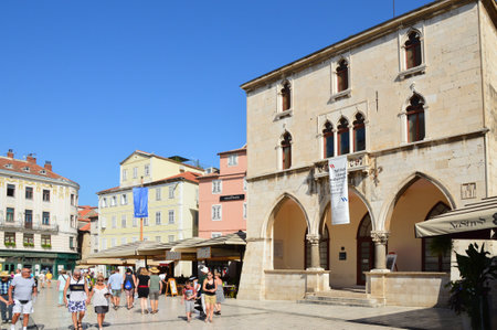 A street in Split, a tourist town on the Croatian coast.のeditorial素材