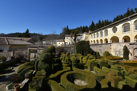 The gardens of the abbey of Trisulti, an ancient monastery in the province of Frosinone.の写真素材