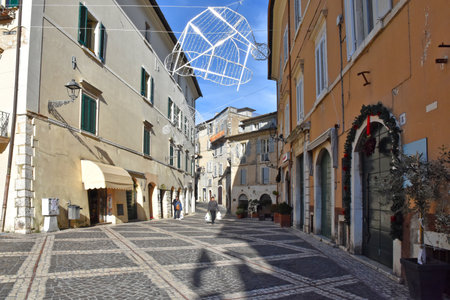 A small street in Alatri, a medieval town in the Lazio region.のeditorial素材