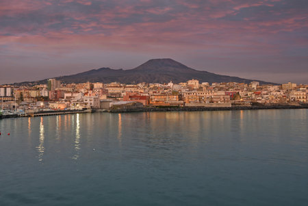 Panoramic view of Torre del Greco, a town on the coast of the Campania region, Italy.