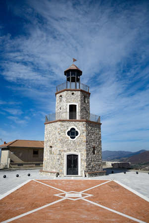Montesano sulla Maricani, Italy, February 6, 2021. A reconstructed tower where a castle once stood in a town in the province of Salerno.のeditorial素材