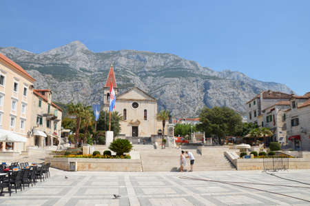 A square in Makarska, a tourist town on the coast of Croatia.のeditorial素材