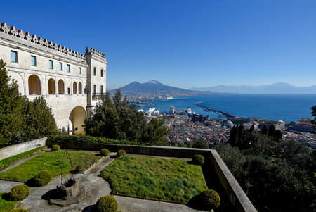 Naples, Italy, February 16, 2021. Panoramic view from a terrace of the monastery of Saint Martin, now a history museum.のeditorial素材