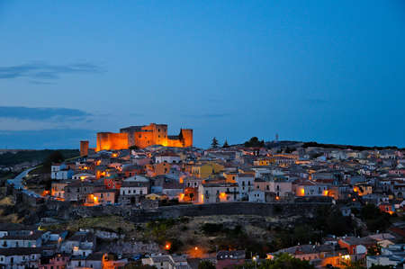 Night panorama of Melfi, a medieval town in the Basilicata region, Italy.の写真素材
