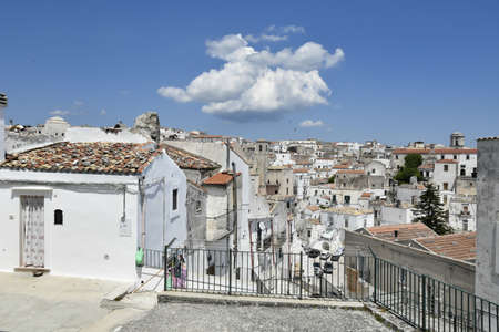 Panoramic view of Monte Sant'Angelo, a town in the Puglia region.の写真素材