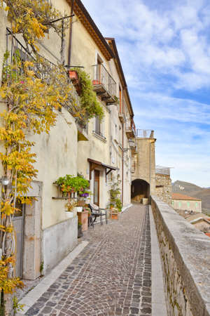 Fornelli, Italy, 11/23/2019. A small street between the old houses of a medieval village in the Molise region.のeditorial素材