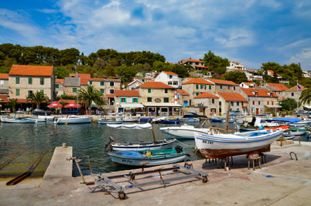 Solta, Croatia, 08/28/2017. A village in a bay on one of the islands of the Croatian coast.のeditorial素材