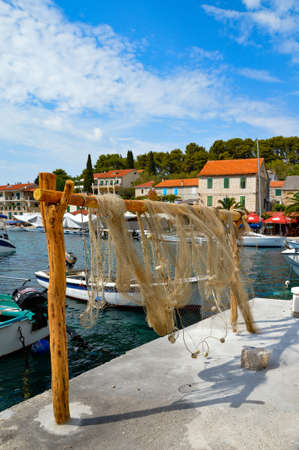 Solta, Croatia, 08/28/2017. Fishing net in a seaside village on an island of Croatia.