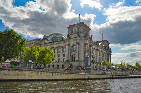 Berlin, Germany, July 26, 2015. The parliament building seen from the river.のeditorial素材