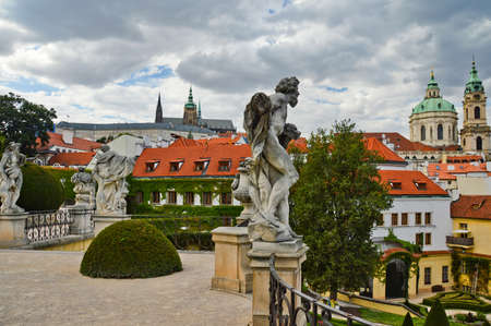 Prague, Czech Republic, 07/30/2015. Image of the Vrtba garden in the old quarter of MalÃ¡ Strana.のeditorial素材