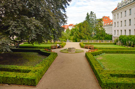Prague, Czech Republic, 07/30/2015. Image of a public park in the old MalÃ¡ Strana district.のeditorial素材