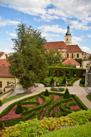 Prague, Czech Republic, 07/30/2015. Image of the Vrtba garden in the old quarter of MalÃ¡ Strana.のeditorial素材