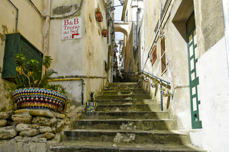 Raito, Italy, 06/06/2021. An alley of a Mediterranean village on the Amalfi coast.のeditorial素材
