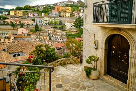 Muro Lucano, Italy, June 12, 2021. A narrow street among the old houses of a medieval village in the Basilicata region.のeditorial素材