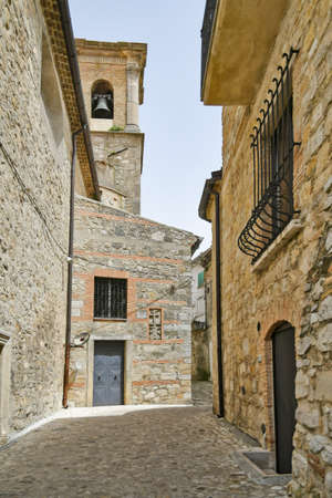 Bovino, Italy, June 23, 2021. A narrow street among the old houses of a medieval village in southern Italy.のeditorial素材
