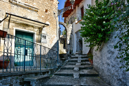 Sant'Angelo d'Alife, Italy, 06/30/2018. A small street between the old houses of S a mountain village in the province of Caserta.のeditorial素材