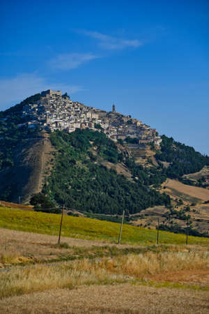 Panoramic view of Sant'Agata di Puglia, a medieval village in the Puglia region in Italy.の写真素材