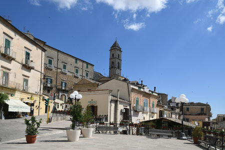 Sant'Agata di Puglia, Italy, July 3, 2021. The small square of a medieval village in southern Italy.のeditorial素材