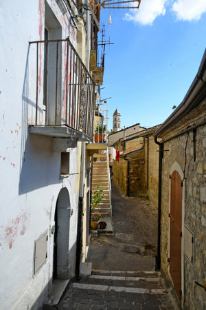 Rocchetta Sant'Antonio, Italy, July 3, 2021. A narrow street among the old houses of a medieval village in the Puglia region.のeditorial素材