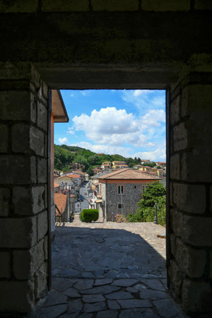 Vallata, Italy, July 3, 2021. An exit door from the old town of a village in the Campania region of Italy.のeditorial素材
