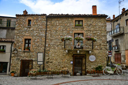 Front of an old house in San Giovanni in Fiore, a medieval town in the Cosenza province.のeditorial素材