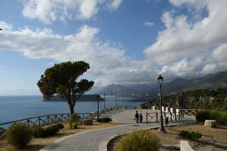 Panoramic view of the coast of San Nicola Arcella, a tourist resort in the Calabria region of Italy.のeditorial素材