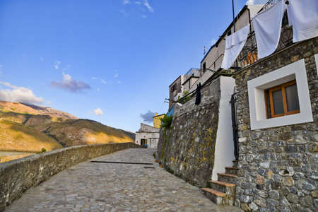 A narrow street in San Nicola Arcella, an old town in the Calabria region of Italy.の写真素材