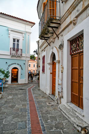 A narrow street in San Nicola Arcella, an old town in the Calabria region of Italy.のeditorial素材