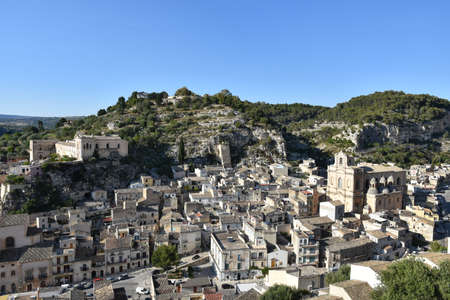 Panoramic view of Scicli, a old town in the Sicily region, Italy.