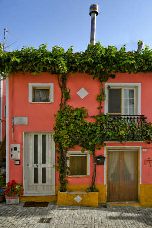 The facade of a picturesque house in Lacedonia, an old town in the province of Avellino, Italy.のeditorial素材
