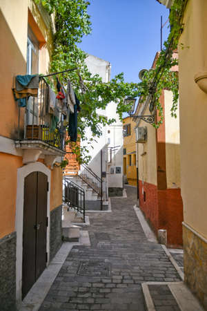 A narrow street in Ascoli Satriano, an old town of southern Italy.の写真素材