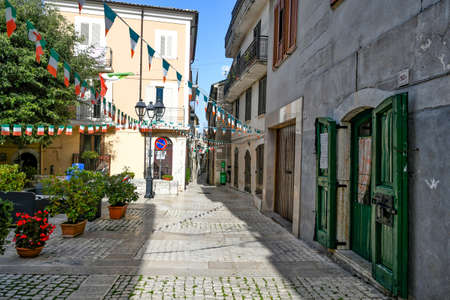 A narrow street in Monteroduni, a medieval town of Molise region.の写真素材