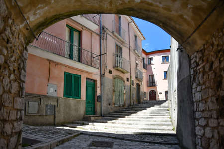 A narrow street in Sepino, a small village in Molise region, Italy.