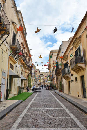 Noto, Italy, 06/02/2019. A street of an ancien city of Sicily region.のeditorial素材