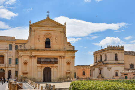 Noto, Italy, 06/02/2019. A church built in the style of Baroque architecture. The Sicilian was declared a World Heritage Site by UNESCO.のeditorial素材