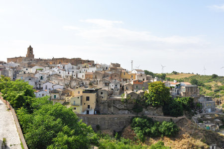 Panoramic view of Grottole, a village in the Basilicata region.の写真素材