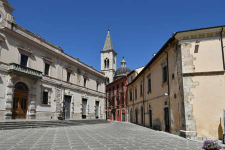 A square of Sulmona, an Italian village in the Abruzzo region.の写真素材