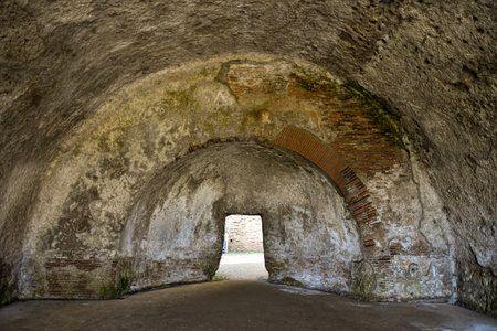 A cave in the ancient Roman baths of Baia, near Naples.のeditorial素材