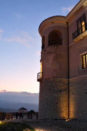 A tower of a castle in Gesualdo, a medieval villag in Campania region.のeditorial素材
