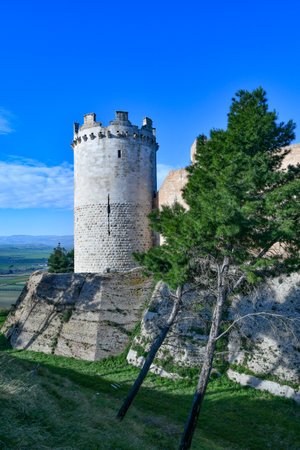 A tower of the medieval castle of Lucera, a town in the province of Foggia, Puglia.のeditorial素材