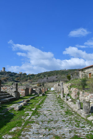 The street of Velia, an ancient Greco-Roman city in the Salerno province, Campania state.のeditorial素材
