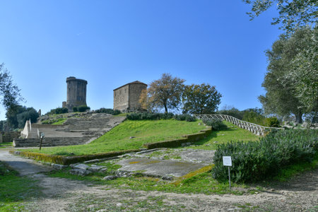 The ancient amphitheater of Velia, an ancient Greco-Roman city in the Salerno province, Campania state.のeditorial素材