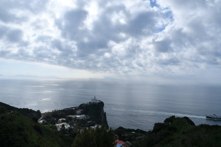 The lighthouse of Capo Miseno, on the coast facing the islands of the gulf of Naples.