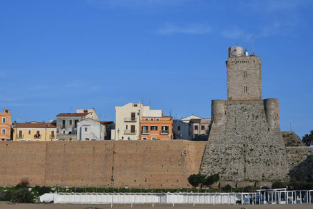 View of the beach of Termoli, a medieval village in the province of Campobasso.