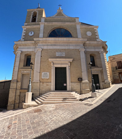The facade of an church of Biccari, a historic town in the state of Puglia.の写真素材