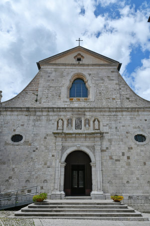 The facade of the cathedral of Sant'Angelo dei Lombardi,a village in the province of Avellino.の写真素材