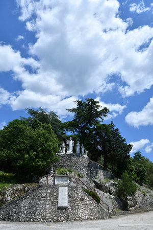 Entrance driveway of the monastery of Sanint Benedict in Subiaco, a medieval village near Rome.のeditorial素材