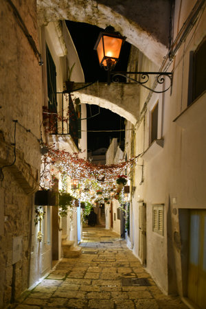 Cisternino, Italy, 12.15.2023. A small Apulian town decorated with Christmas decorations.の写真素材