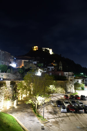 Panoramic view of Caiazzo, a medieval village in Caserta province.の写真素材