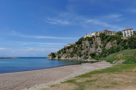 The sea seen from Agropoli, a small town in the province of Salerno, Italy.の写真素材